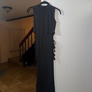 Elegant Black Slit Dress